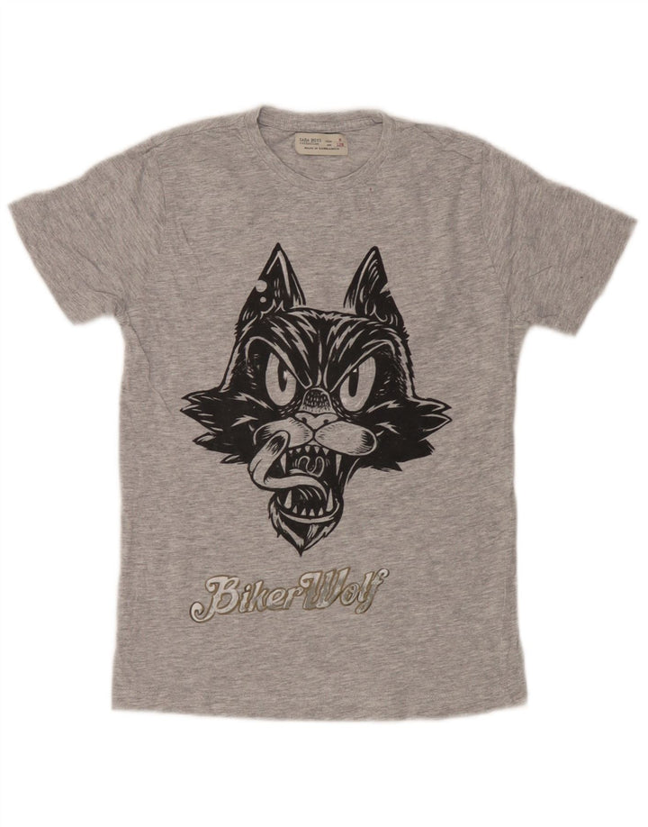 Zara Jungen T-Shirt mit Grafik, 7–8 Jahre, Grau