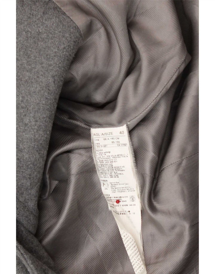 Benetton Damen Dufflecoat mit Kapuze IT 40 Small Graue Wolle