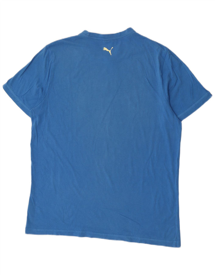 Puma Herren Grafik T-Shirt Top XL Blau Baumwolle