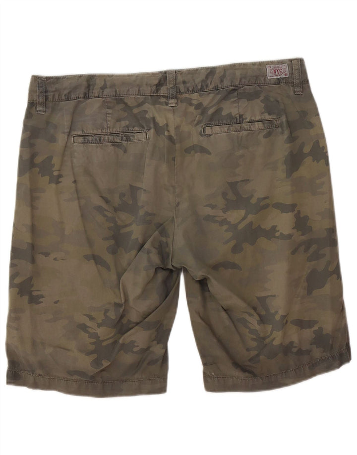 TOMMY HILFIGER Herren Chino-Shorts W36 Große Khaki-Camouflage-Baumwolle
