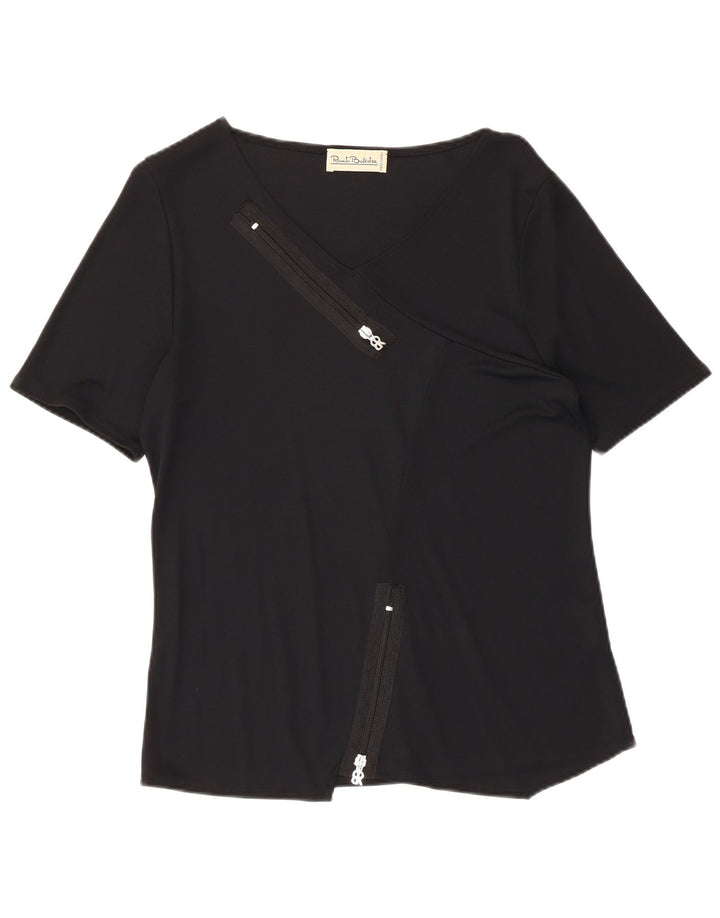 Renato Balestra Damen T-Shirt Top IT 42 Mittelschwarze Viskose
