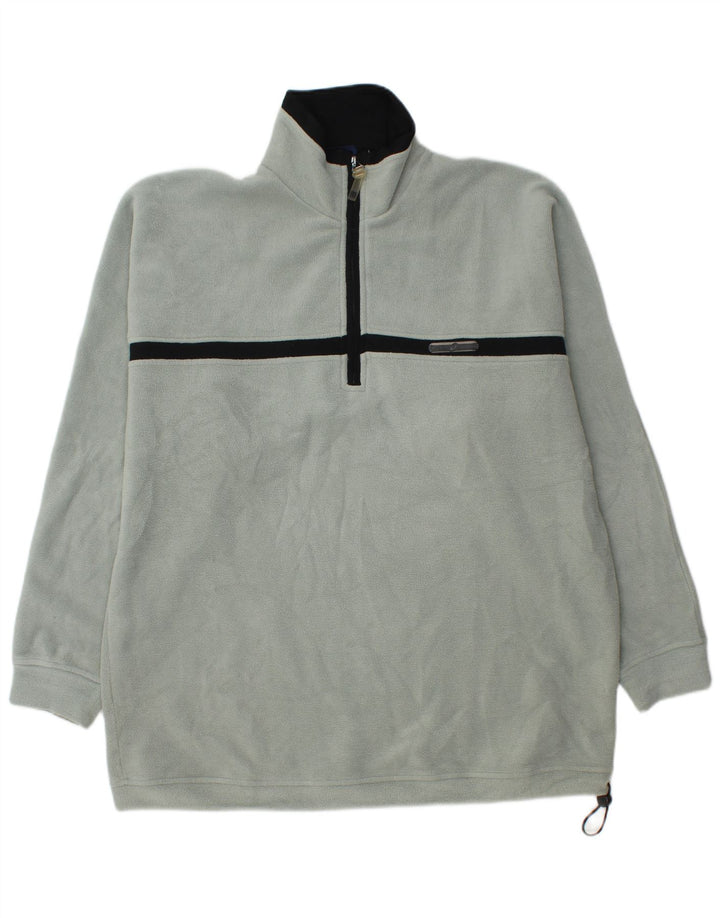 Asics Herren-Fleecepullover mit Reißverschluss am Hals, groß, grün, Farbblock
