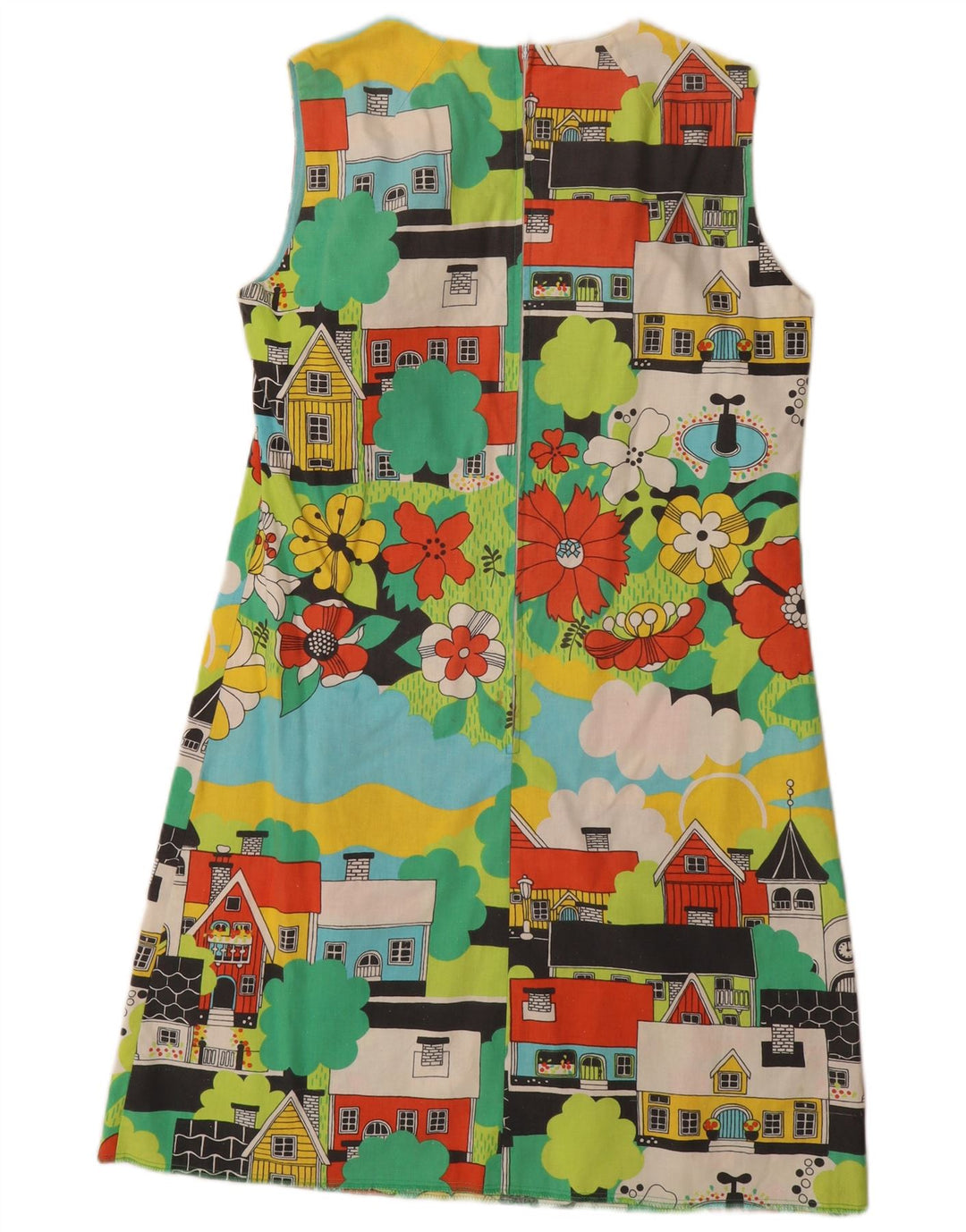 VINTAGE Damen Basic Kleid IT 42 Medium Mehrfarbige Blumenneuheit