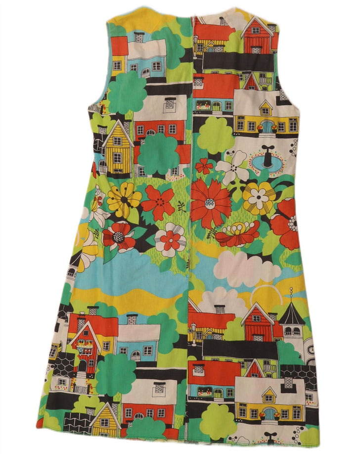 VINTAGE Damen Basic Kleid IT 42 Medium Mehrfarbige Blumenneuheit