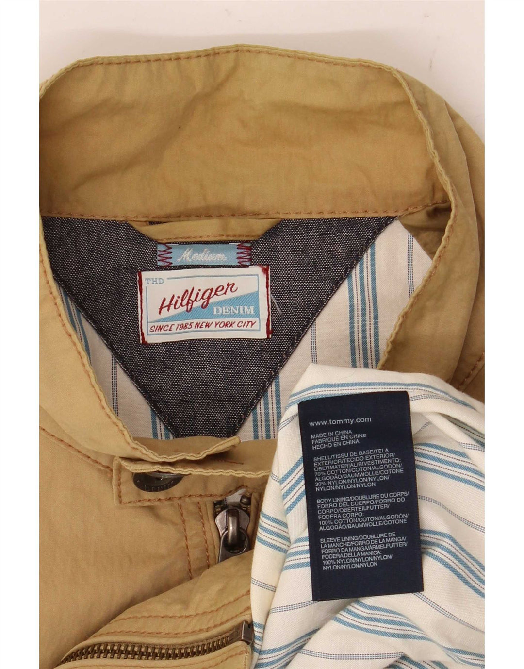 Tommy Hilfiger Herren Bomberjacke UK 38 Mittelbeige Baumwolle
