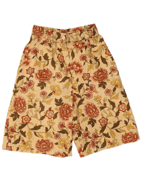 Vintage Damen Chinoshorts mit hoher Taille IT 42 Medium W26 Beige Floral