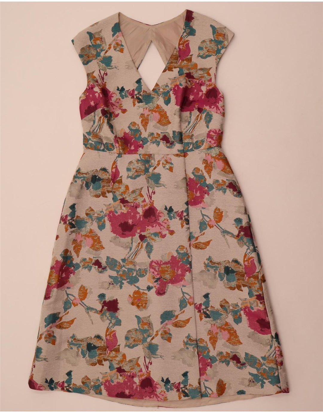 Monsoon A-Linien-Kleid für Damen, UK 46, Größe L, Weiß, Blumenmuster, Polyester
