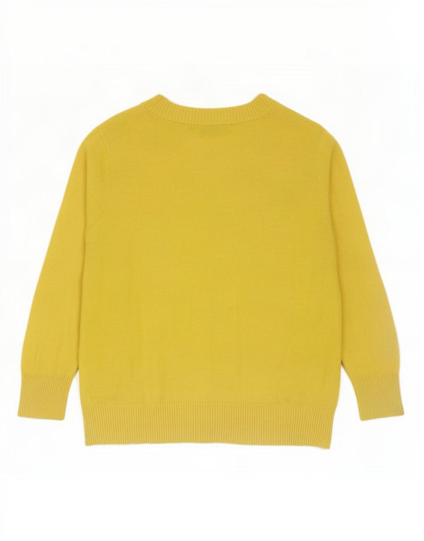 Oasis Damen Crop 3/4-Ärmel-Cardigan-Pullover UK 12 Mittelgelbe Baumwolle