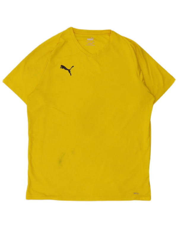 Puma Herren T-Shirt Top Large Gelb Polyester