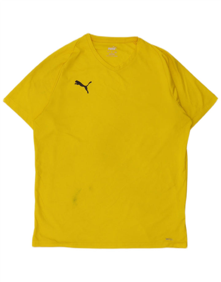Puma Herren T-Shirt Top Large Gelb Polyester