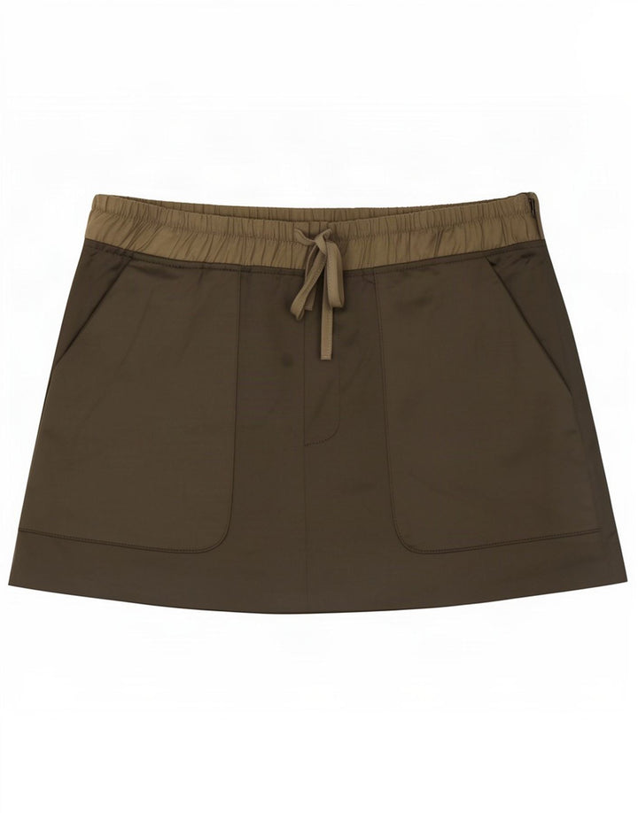 Zara Damen Minirock Medium W28 Khaki Polyester