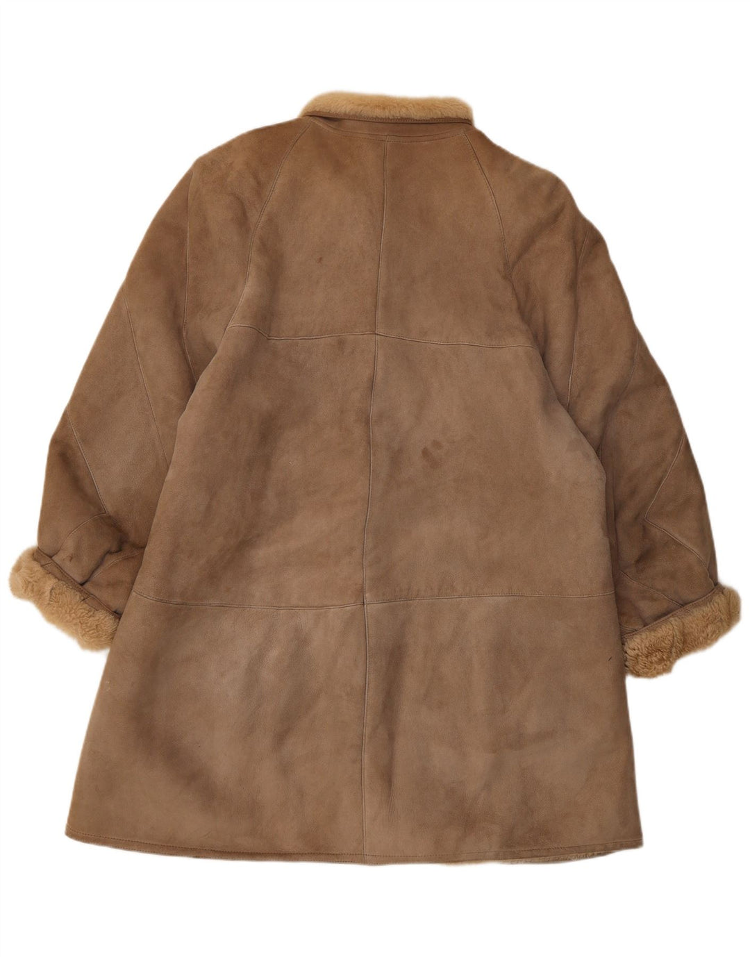 Vintage Damen Shearling Mantel mit lockerer Passform IT 44 Mittelbraun Klassisch