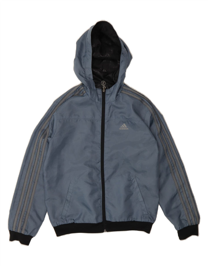 ADIDAS Boys Hooded Reversible Jacket 11-12 Years Black Polyester Vintage Adidas and Second-Hand Adidas from Messina Hembry 