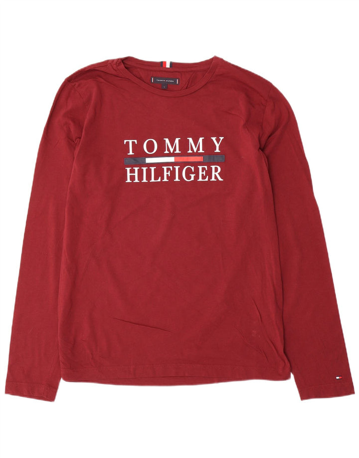 Tommy Hilfiger Herren Grafik-Oberteil, langärmelig, groß, Burgunderrot, Baumwolle