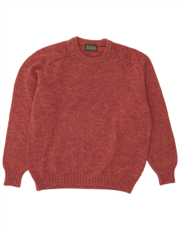 Boggi Herren-Pullover mit Rundhalsausschnitt, mittlere kastanienbraune Wolle