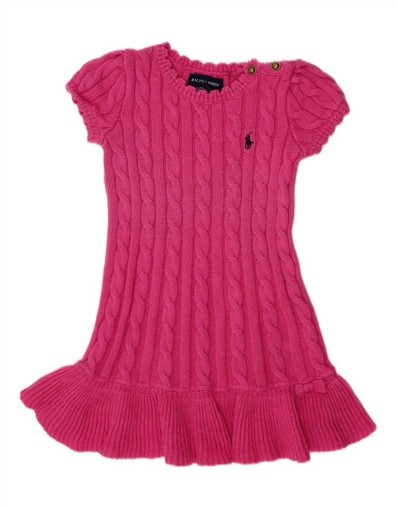 RALPH LAUREN Baby Girls Jumper Dress 18-24 Months Pink Cotton Vintage Ralph Lauren and Second-Hand Ralph Lauren from Messina Hembry 