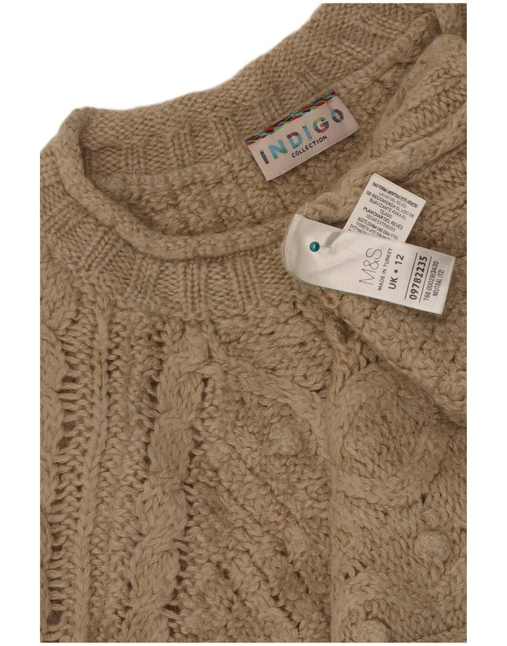 Marks & Spencer Damen Indigo-Pullover mit U-Boot-Ausschnitt, Gr. 12, Mittelbeige