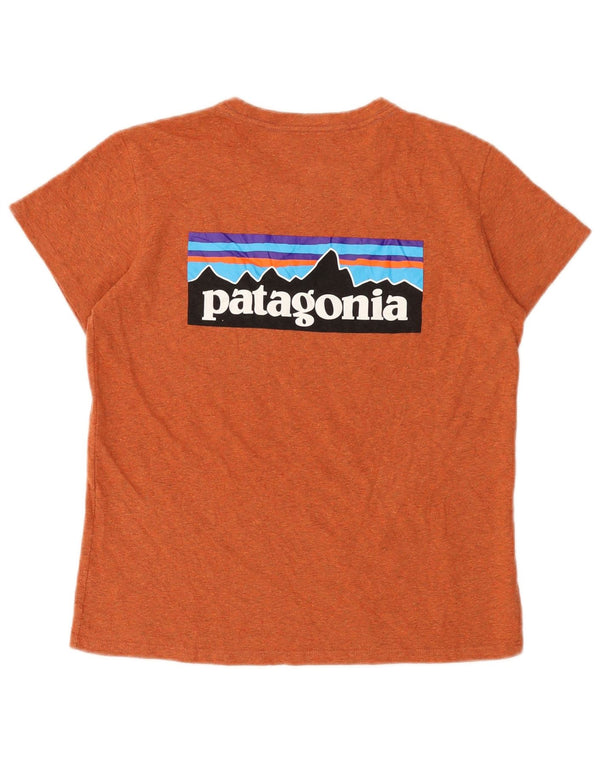 Patagonia Womens Graphic T-Shirt Top UK 10 Small Orange geflecktes Polyester