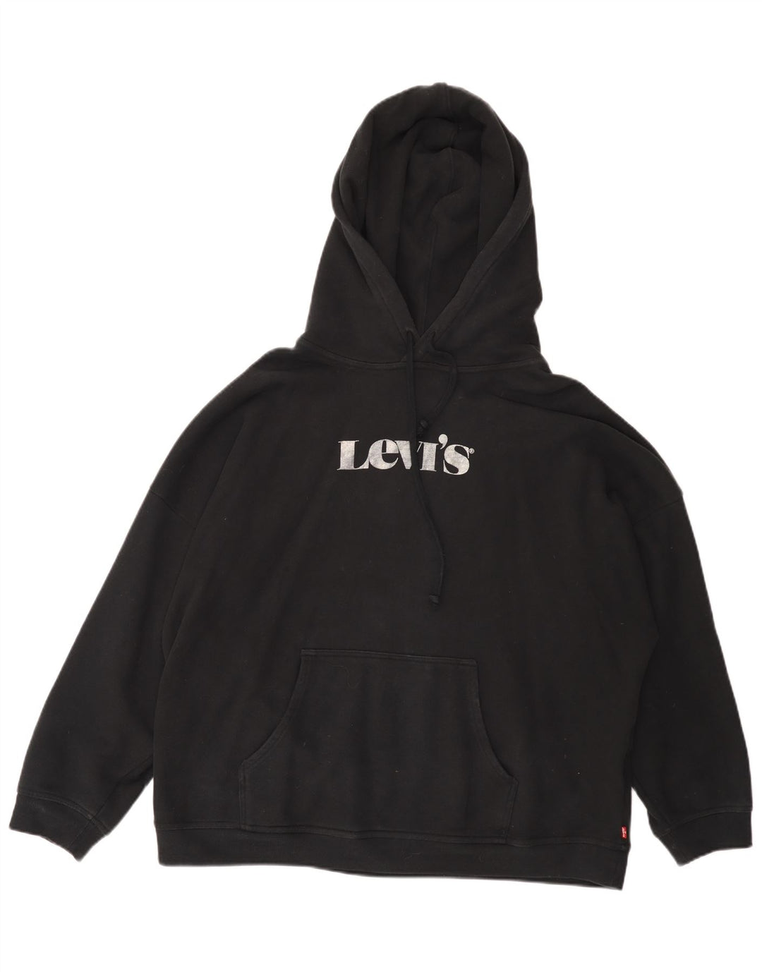 LEVI'S Damen-Kapuzenpullover mit Grafik, übergroß, UK 16, Größe L, Schwarz, Baumwolle