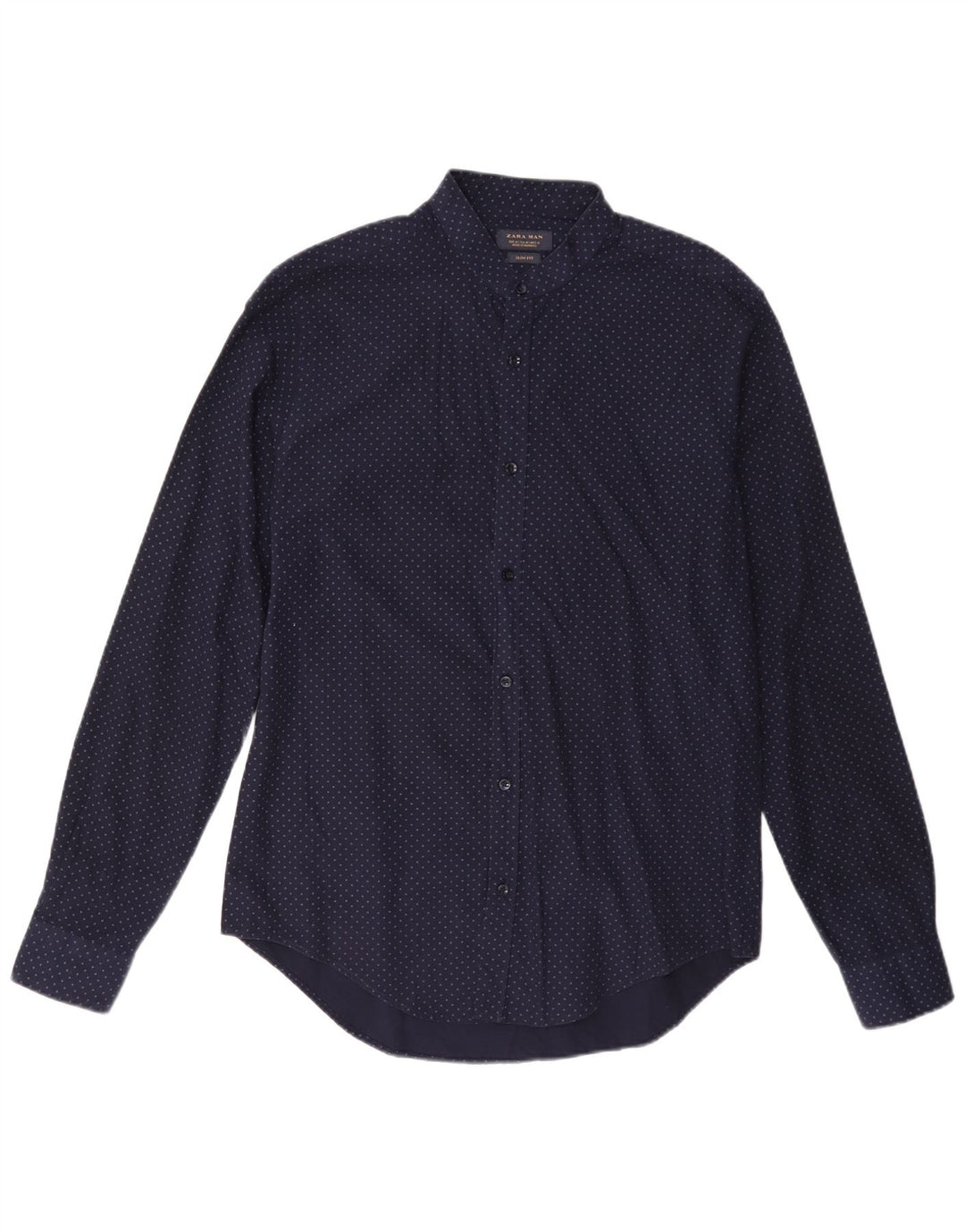 Zara Herren-Slim-Fit-Hemd aus Baumwolle in mittlerer Marineblau-Optik