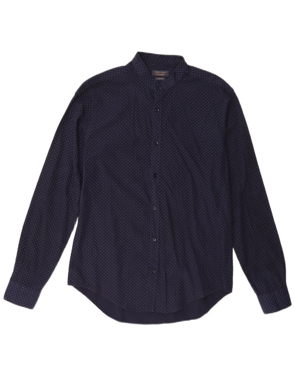 Zara Herren-Slim-Fit-Hemd aus Baumwolle in mittlerer Marineblau-Optik