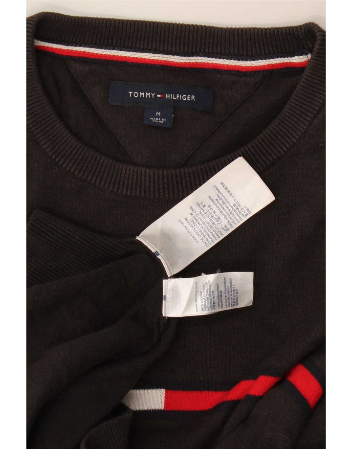 Tommy Hilfiger Herren-Pullover mit Rundhalsausschnitt, mittelgraue Colourblock-Baumwolle