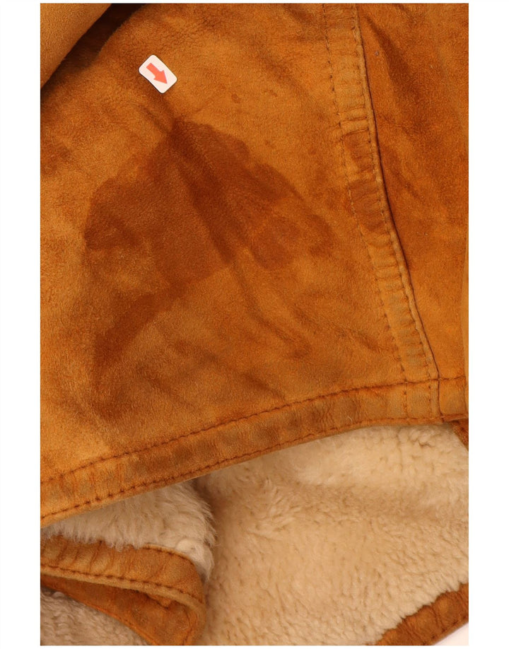 VINTAGE Herren Shearling Mantel IT 52 XL Braunes Leder