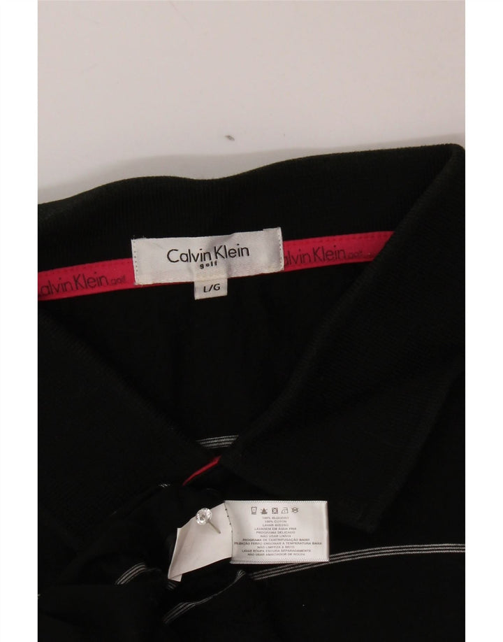 CALVIN KLEIN Herren-Poloshirt, groß, schwarz gestreift, Baumwolle