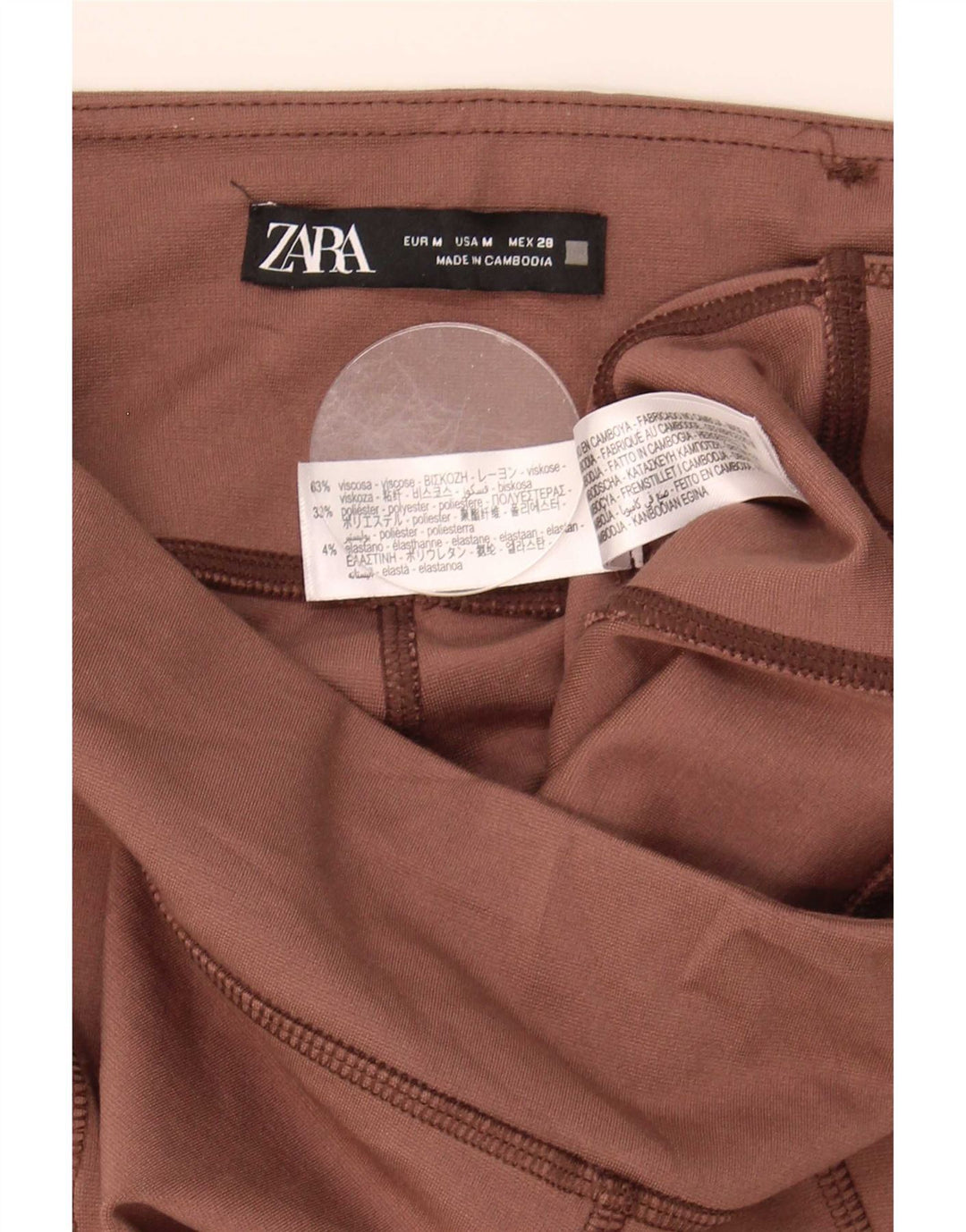 Zara Damen Leggings Medium W28 L29 Braune Viskose