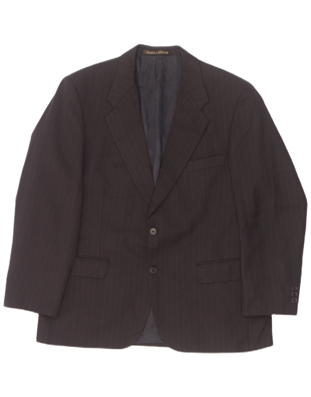 Marks & Spencer Herren-Blazer mit 2 Knöpfen, EU 52/54, 4XL, schwarze Nadelstreifen