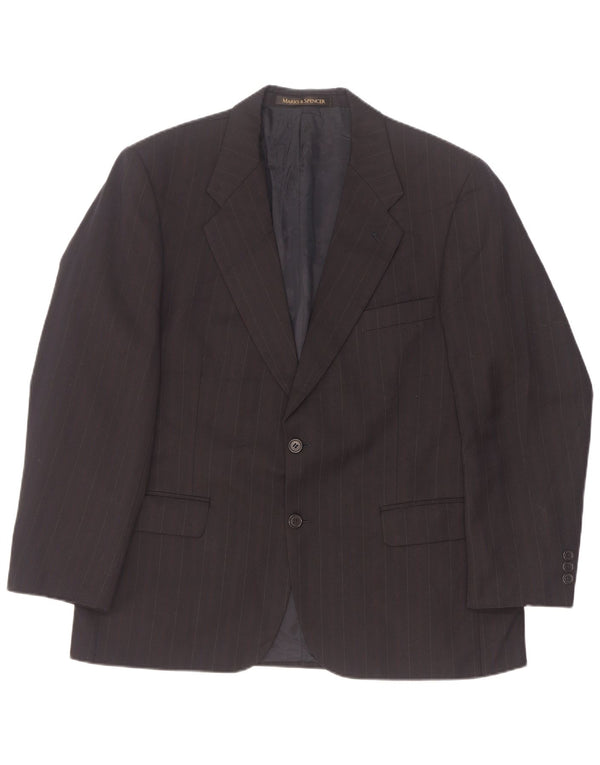 Marks & Spencer Herren-Blazer mit 2 Knöpfen, EU 52/54, 4XL, schwarze Nadelstreifen
