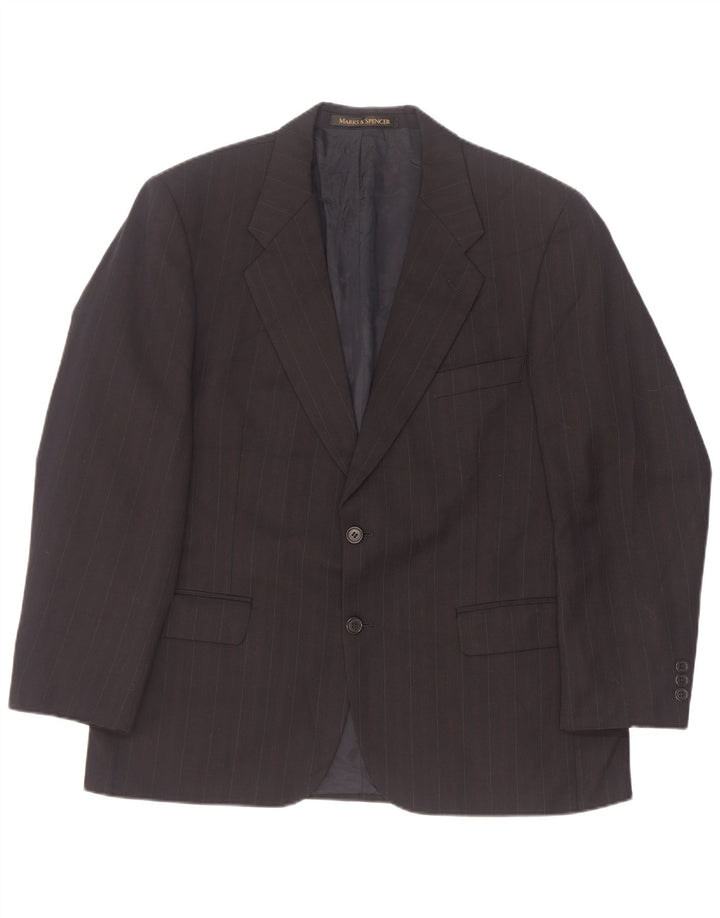 Marks & Spencer Herren-Blazer mit 2 Knöpfen, EU 52/54, 4XL, schwarze Nadelstreifen