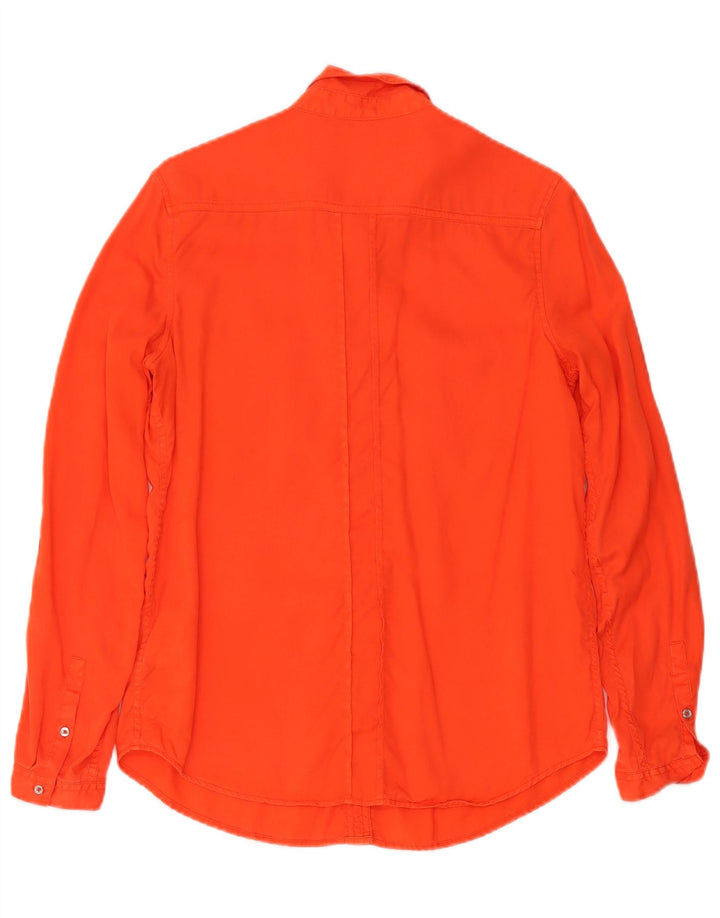 Calvin Klein Jeans Damen Hemd UK 14 Medium Orange Lyocell