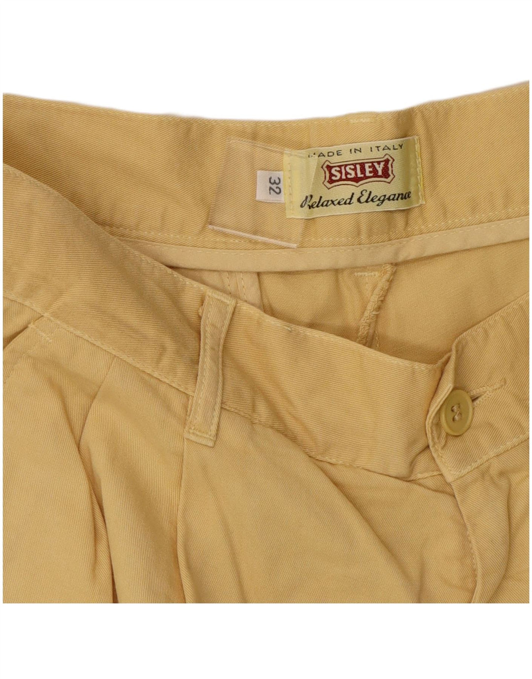Sisley Herren Relaxed Elegance Pegged Chino Shorts W32 Mittelgelbe Baumwolle