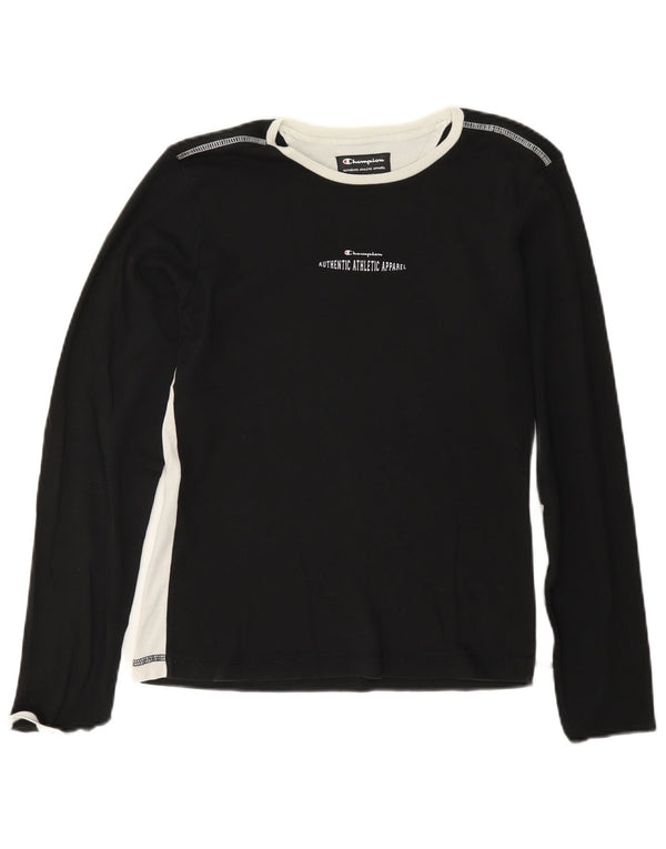 Champion Womens Graphic Top Langarm UK 18 XL Schwarz Baumwolle Sport