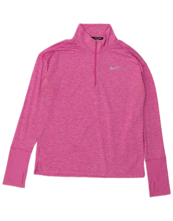 Nike Womens Dri Fit Oversized Pullover Tracksuit Top UK 10 Small Pink