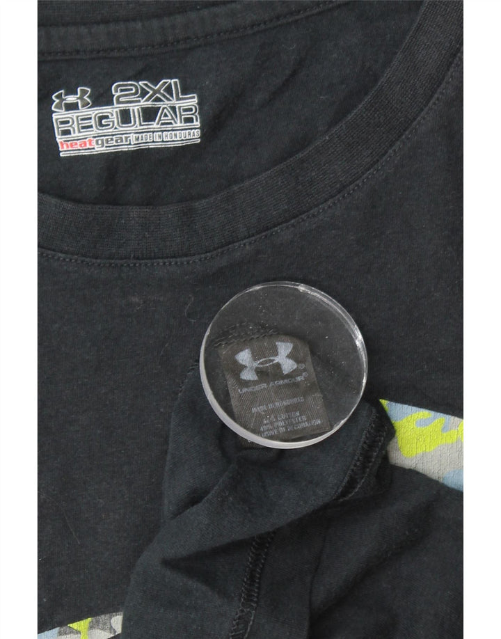 UNDER ARMOUR Herren Heat Gear Regular Fit Grafik-T-Shirt-Oberteil 2XL Schwarz