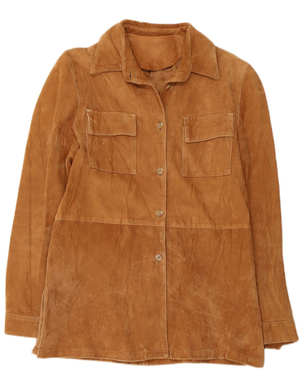 VINTAGE Damen Wildlederjacke IT 44 Mittelbeiges Leder