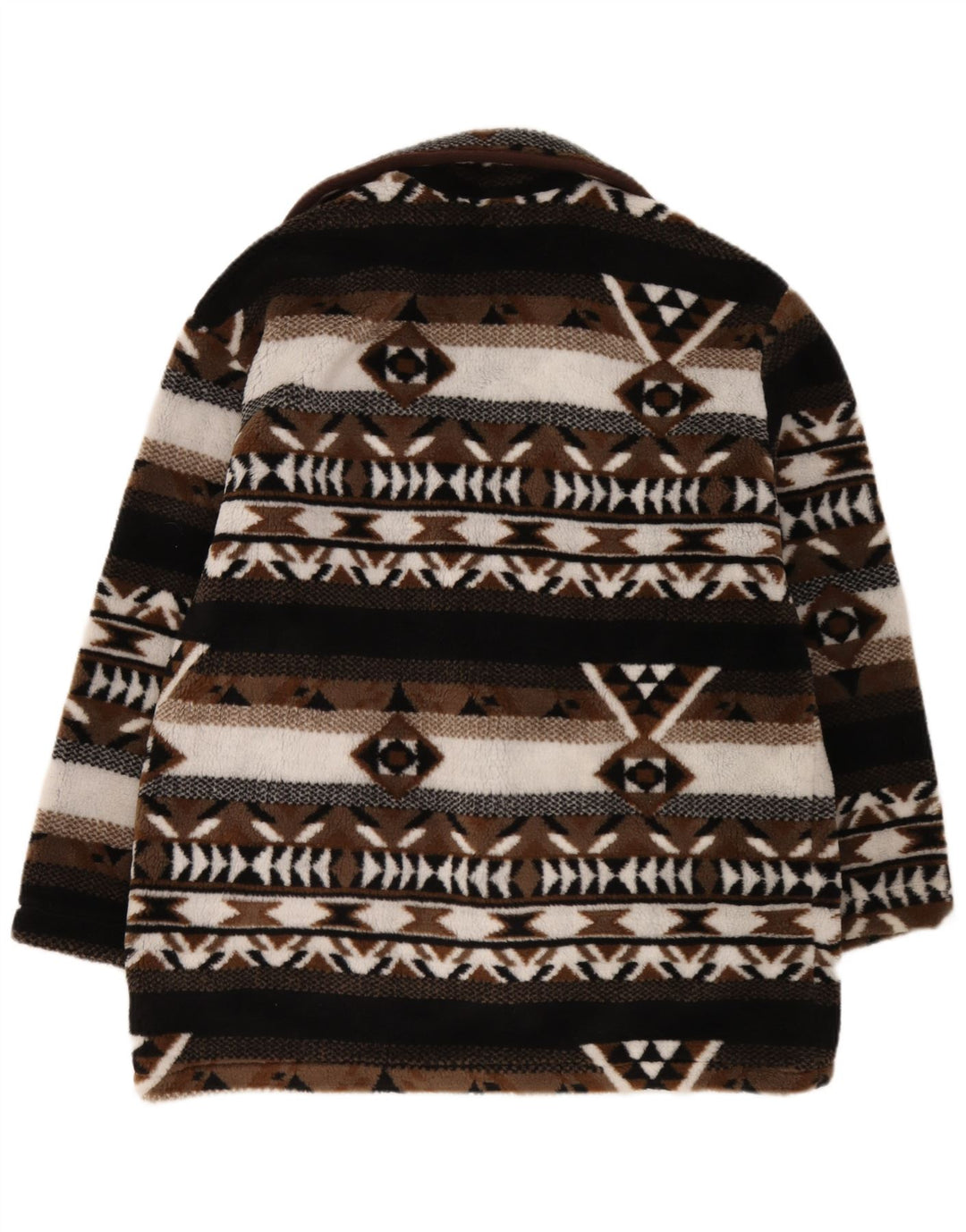 Vintage Damen Übergroßer Strick-Dufflecoat UK 10/12 Small Brown Fair Isle