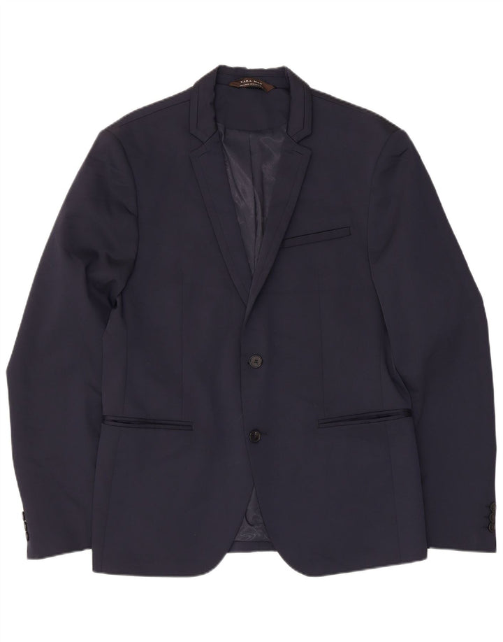 Zara Herren-Blazer mit 2 Knöpfen, EU 42, groß, marineblau, Polyester