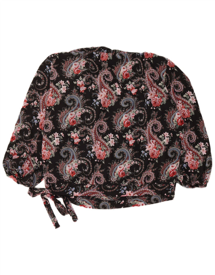 Vintage Damen Bluse Top IT 50 XL Schwarz Paisley