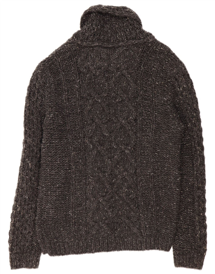 DIESEL Herren-Cardigan-Pullover, große grau gesprenkelte Wolle