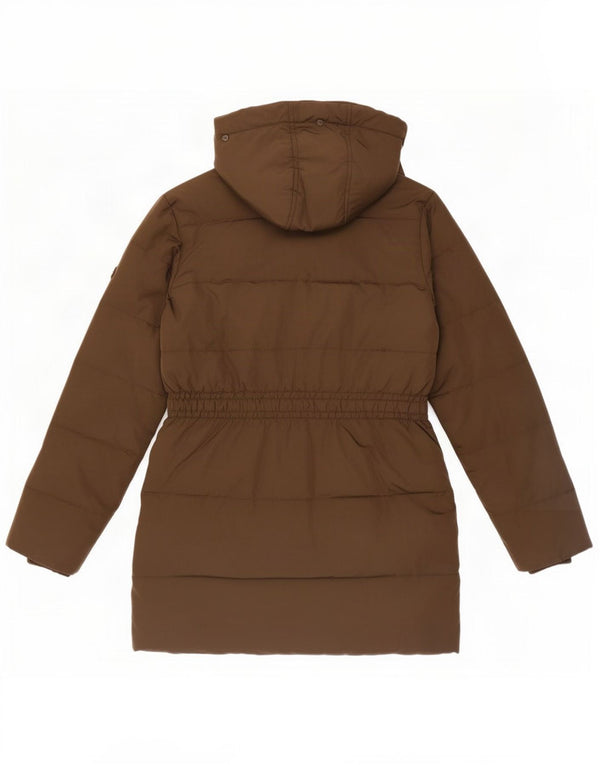 Here & There Wattierte Jacke mit Kapuze für Mädchen, 11–12 Jahre, Khaki, Polyester