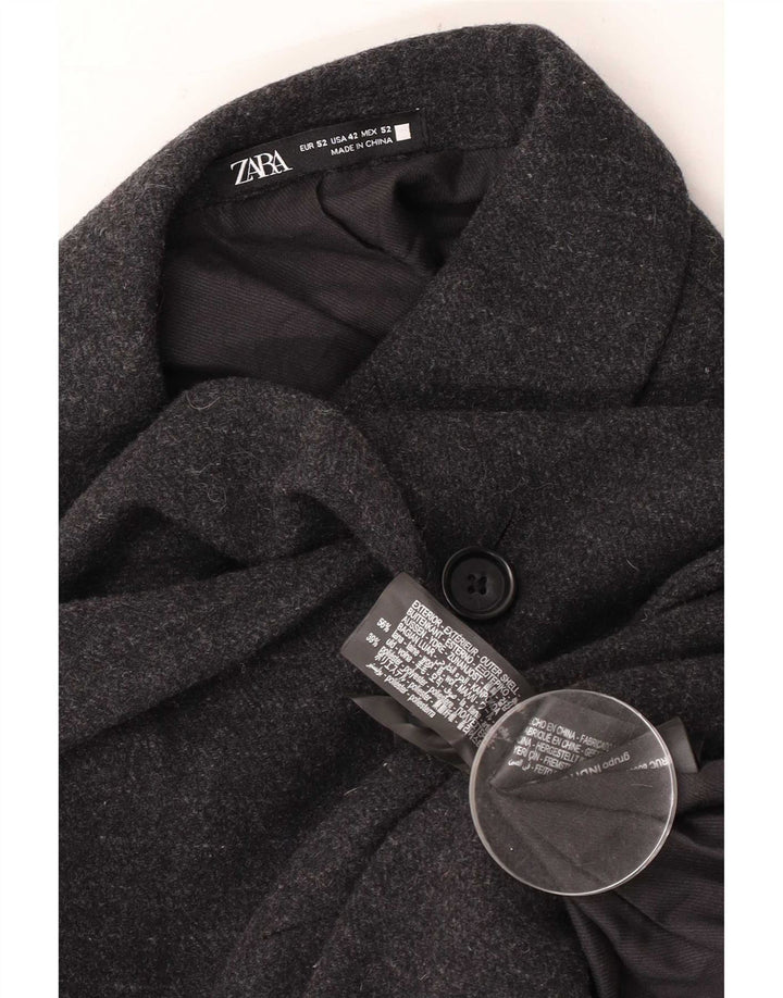 Zara Herren-Blazer mit 2 Knöpfen, EU 52, große grau gestreifte Wolle