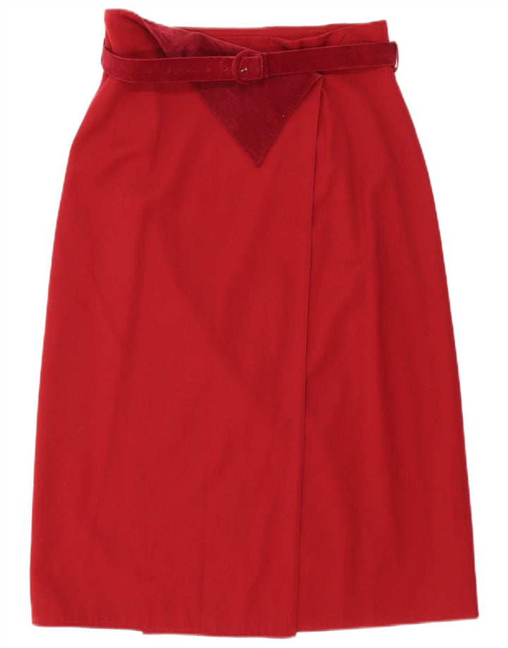 Genny Damen Wickelrock IT 46 Large W32 Rote Wolle