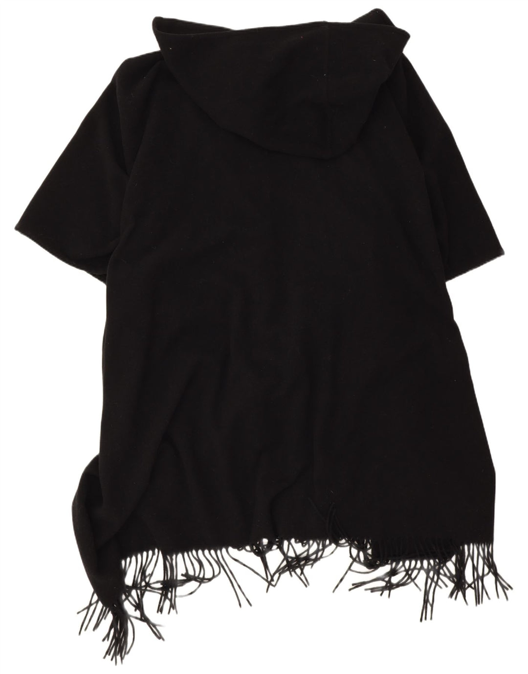 Easy Comfort Damen-Ponchomantel mit Kapuze, Einheitsgröße, schwarze Wolle