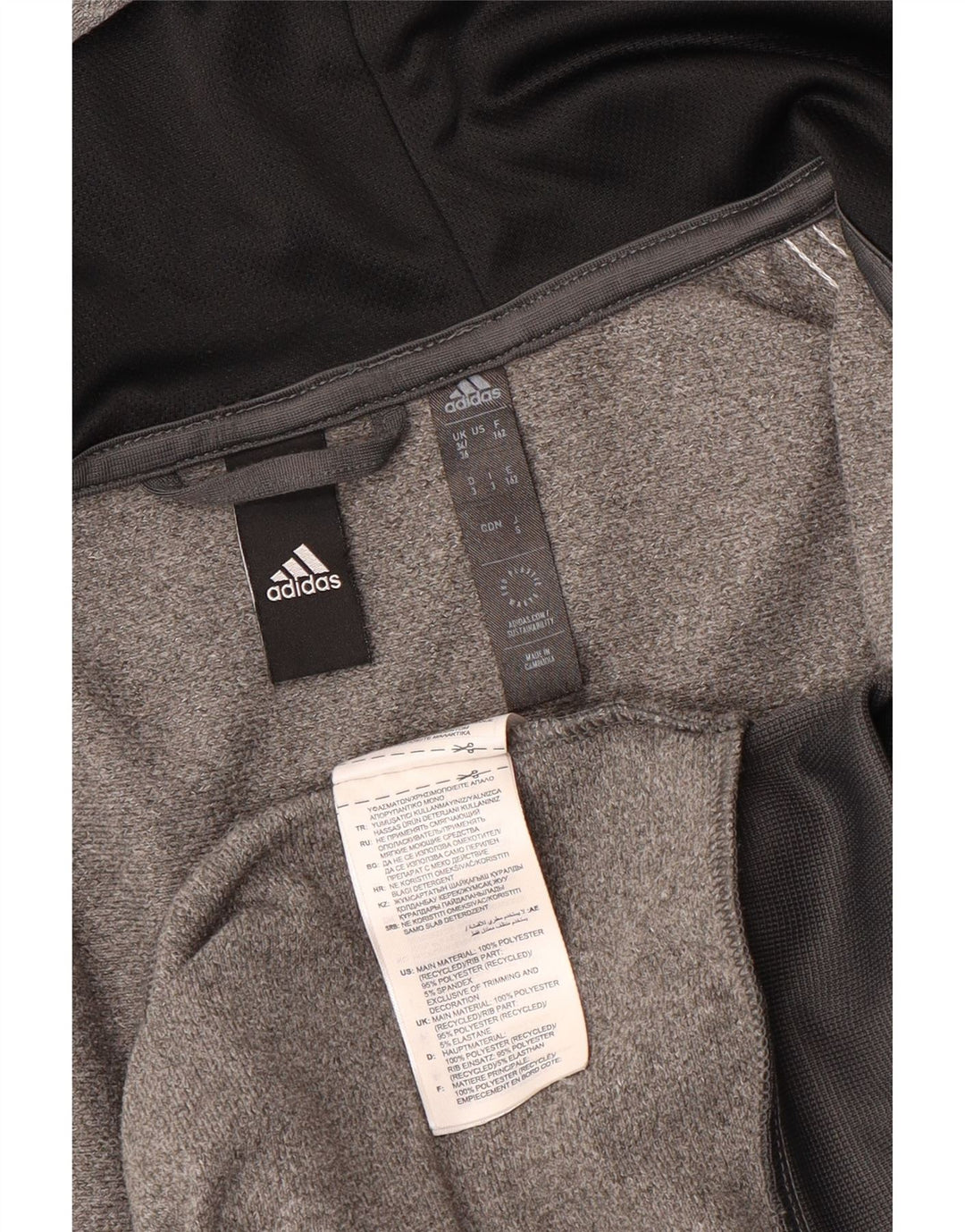 Adidas Herren Zip Hoodie Pullover UK 34/36 Small Grau Polyester