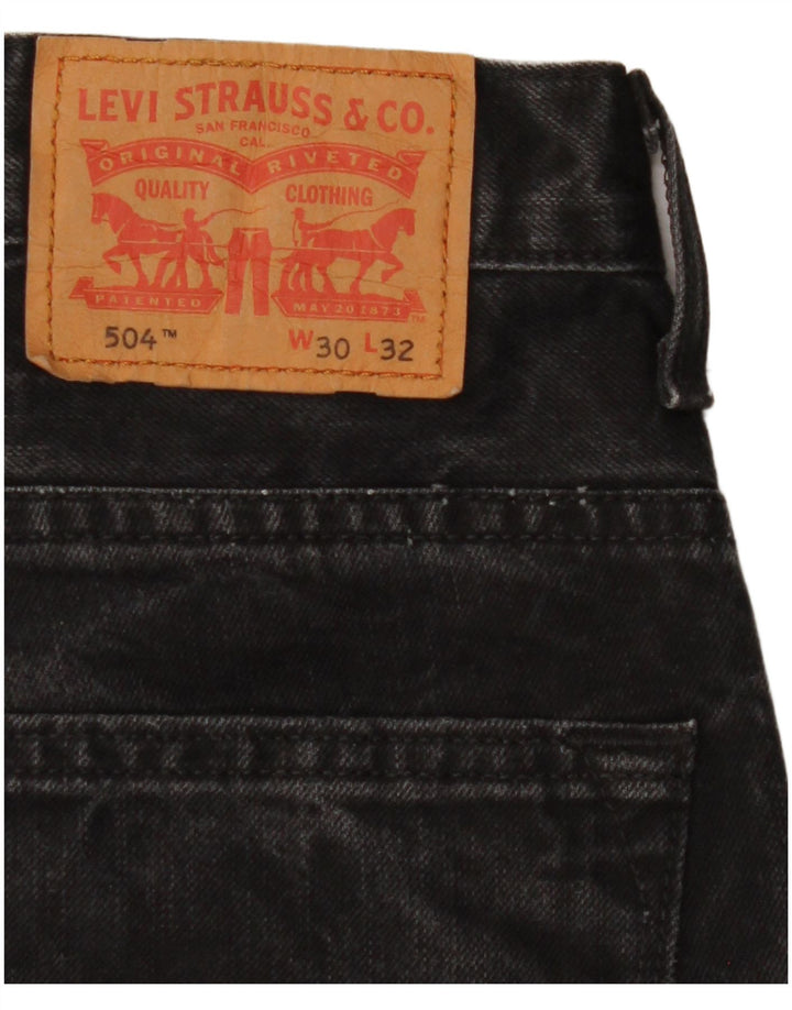 Levi's Herren 504 Straight Jeans W30 L32 Schwarze Baumwolle