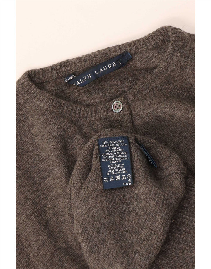 Ralph Lauren Damen-Cardigan-Pullover UK 16 Große graue Wolle