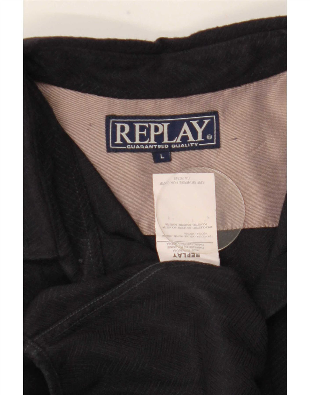 Replay Herren-Hemd, groß, Marineblau, Chevron-Viskose
